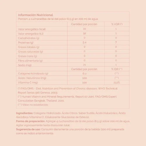 Colágeno En Polvo Inner Hyaluronic Collagen Booster sabor Frutilla 300g